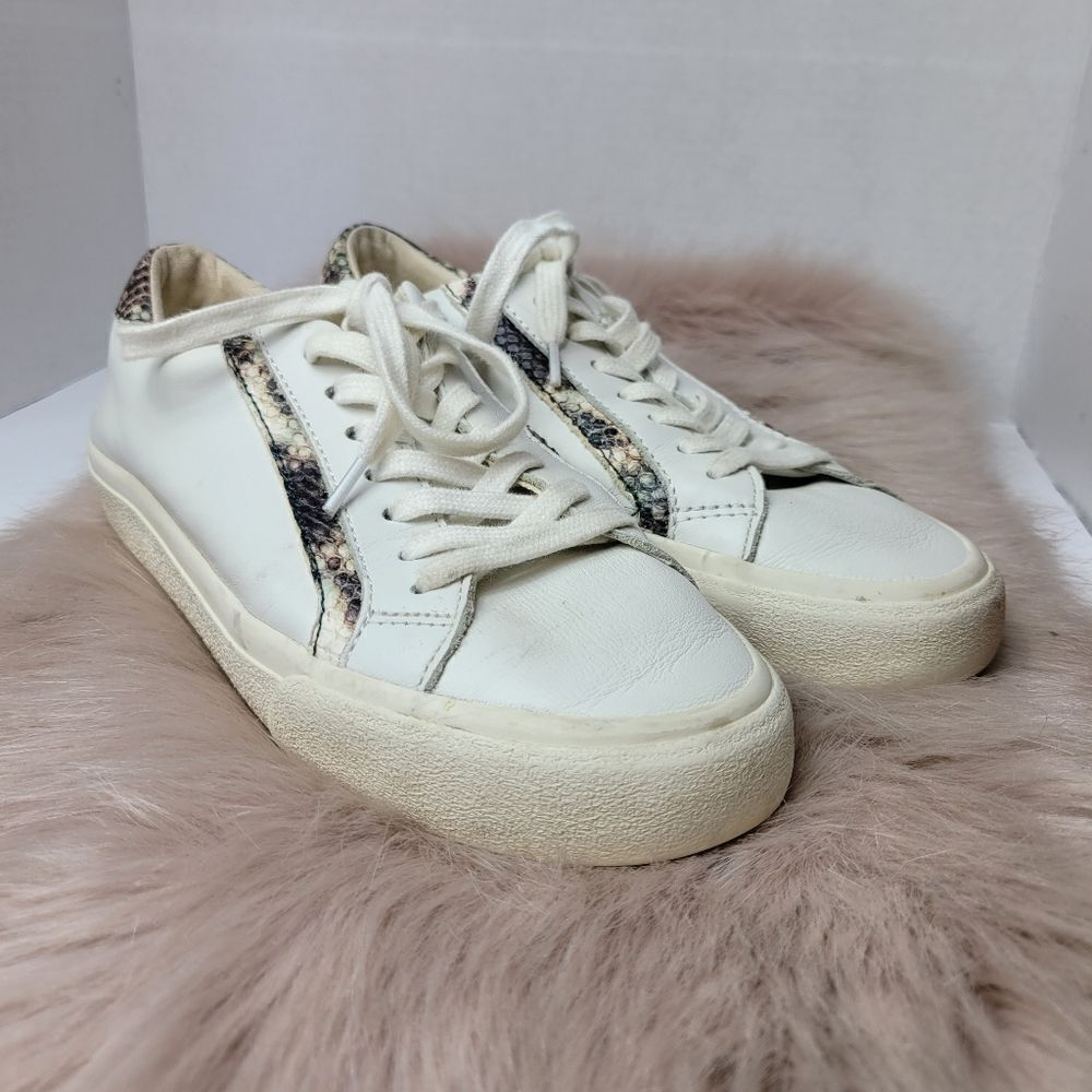Madewell Sidewalk Low-Top In Snake Embossed Leather  Sneaker Shoes Size 7.5